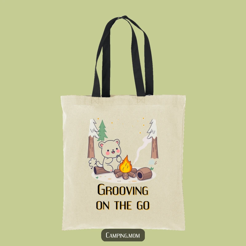 Funny Kawaii Camping Animal Tote Bag - Cheerful Campfire Song Gift
